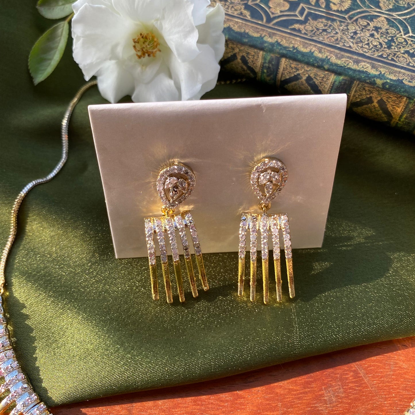 Designer Golden & AD/CZ Elegant Necklace Set