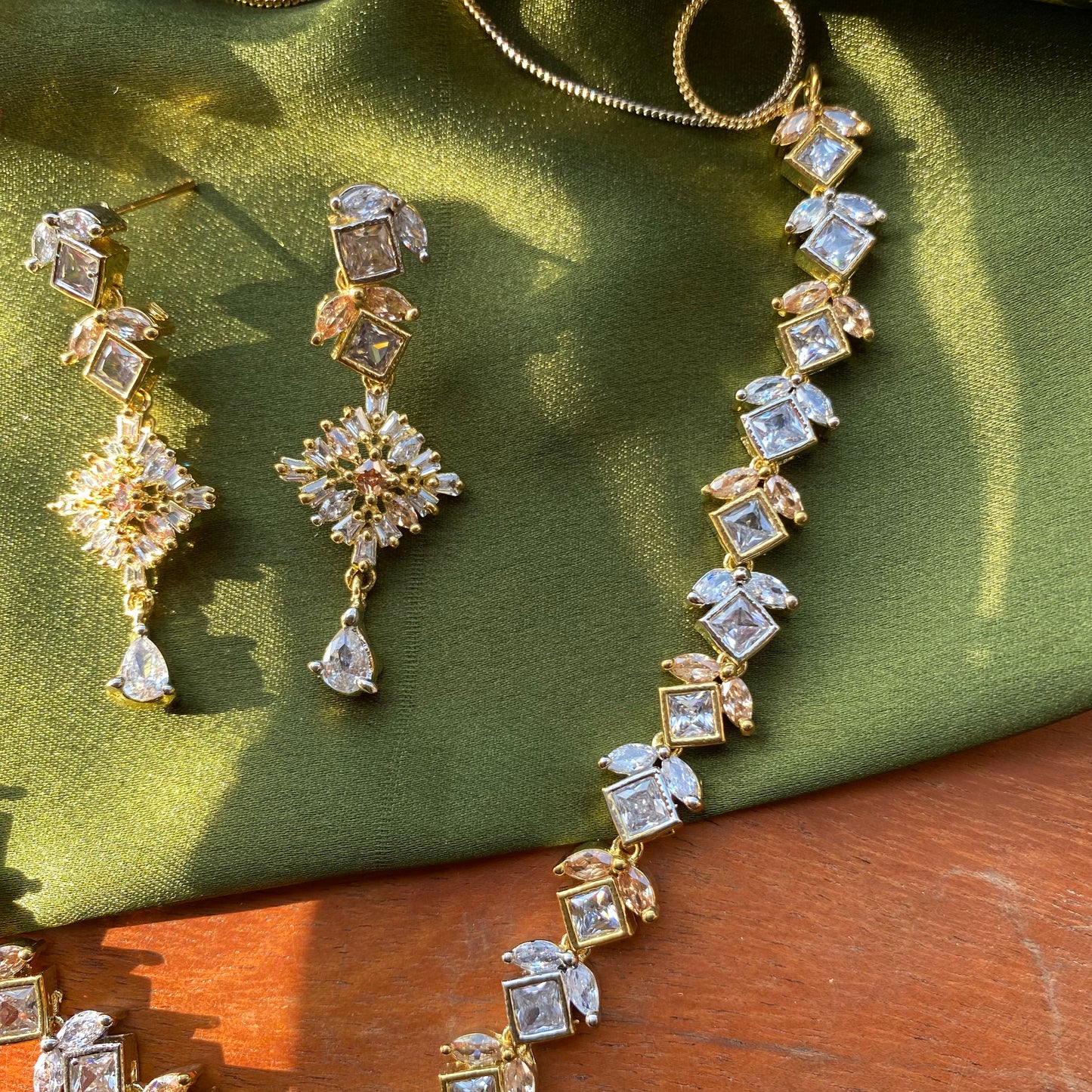 Signity Gold and Silver AD/CZ Designer Necklace Set