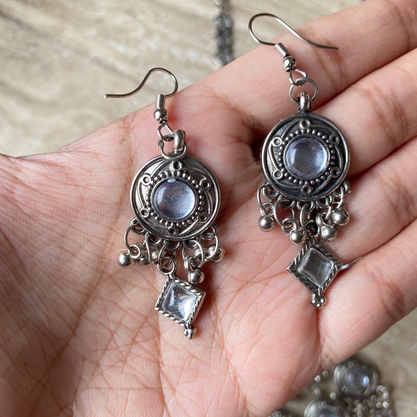 Oxidised Contemporary Long Necklace Set