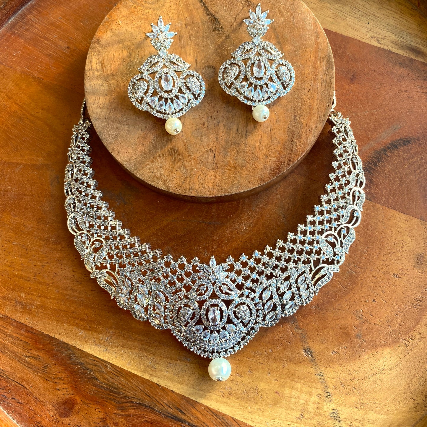 Josie Bridal CZ Diamond Necklace Set