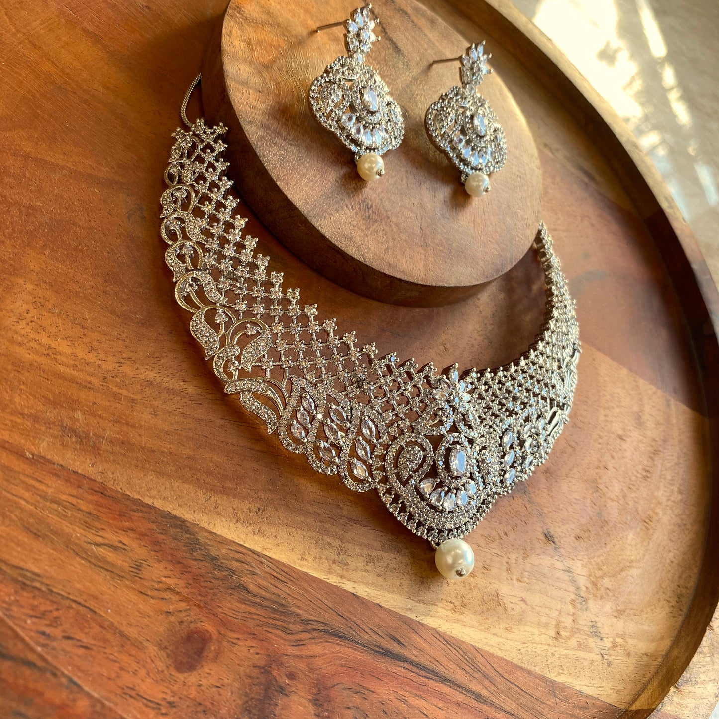 Josie Bridal CZ Diamond Necklace Set