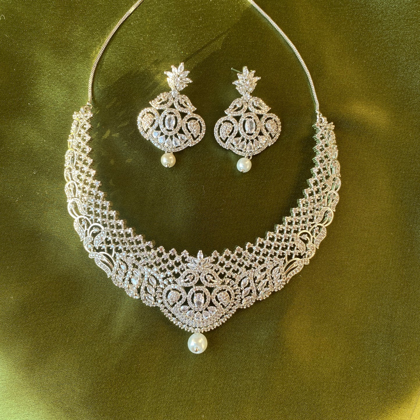 Josie Bridal CZ Diamond Necklace Set