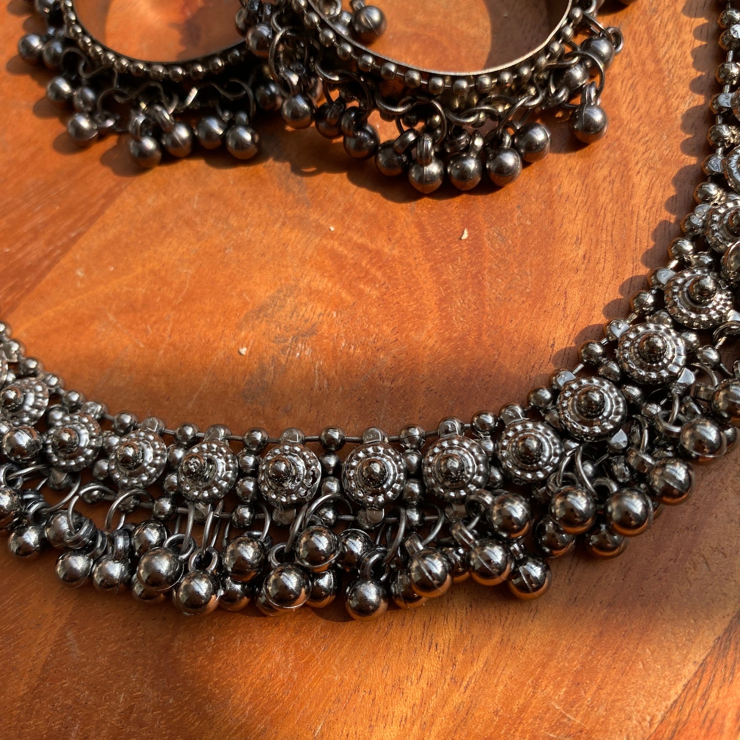 Black Oxidised Necklace Set with Ghungroo
