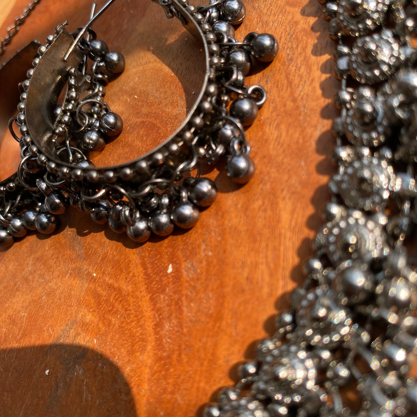 Black Oxidised Necklace Set with Ghungroo