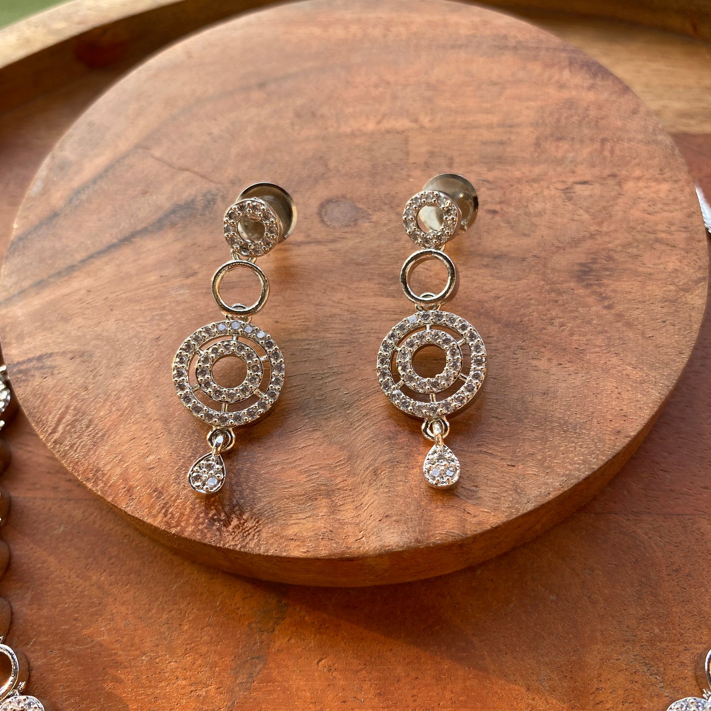Sleek Round Designer CZ/AD Silver Necklace Set
