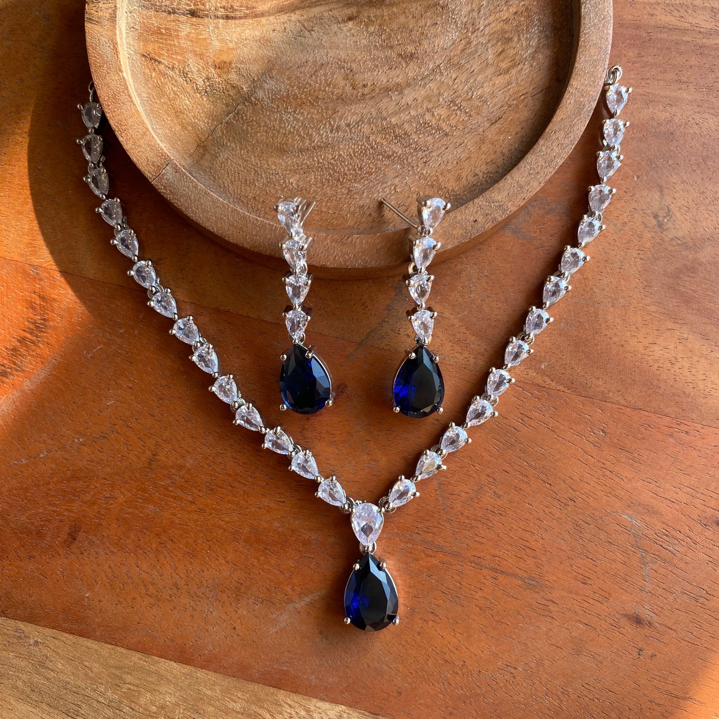 Athena Coloured Stone Designer CZ Necklace Set