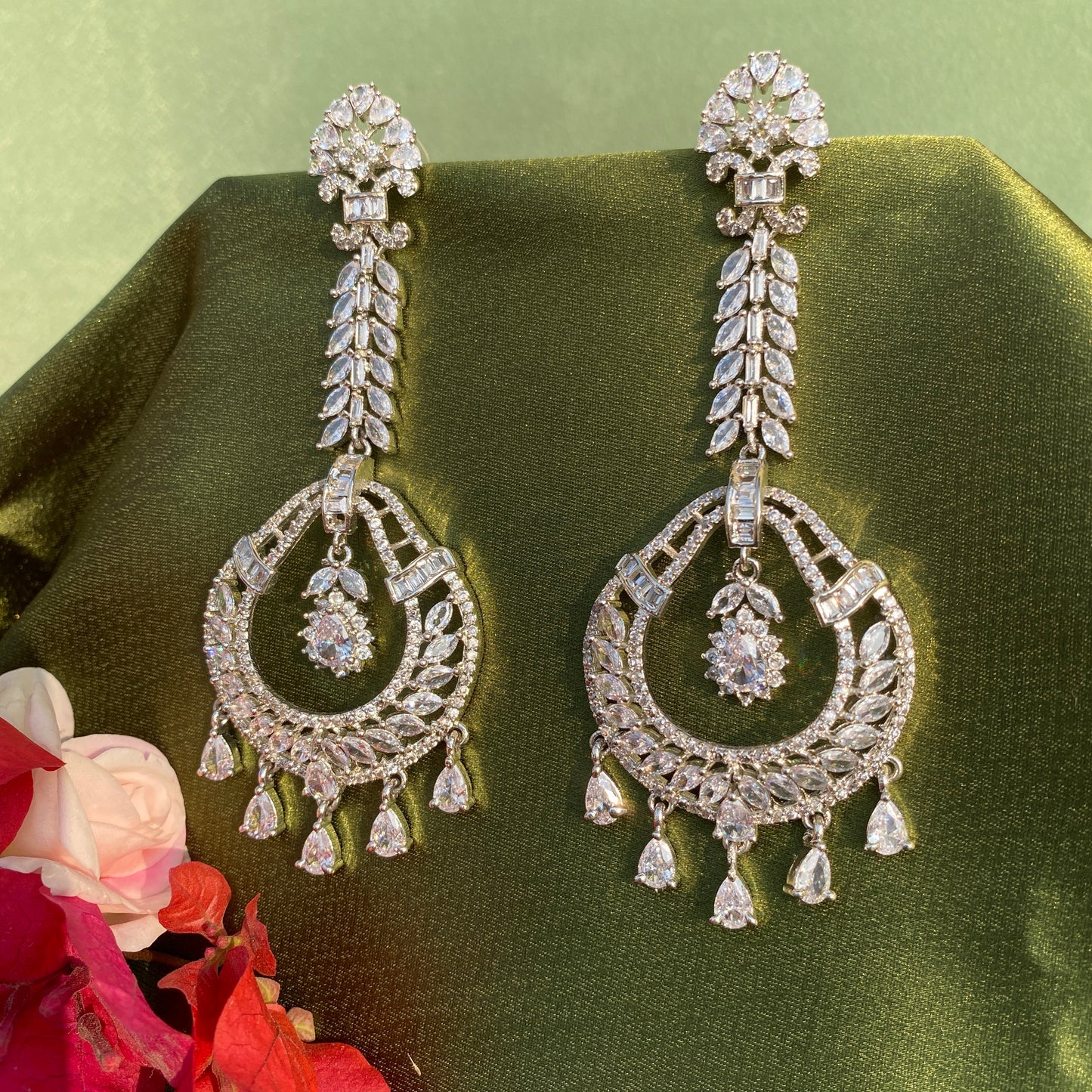 Nayab Silver & Diamond Earrings