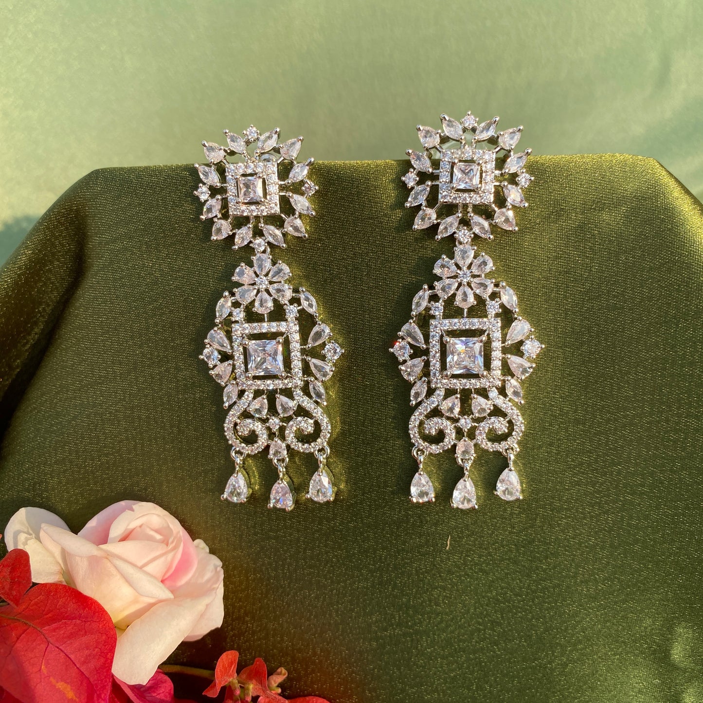 Manah Silver & Diamond Earrings