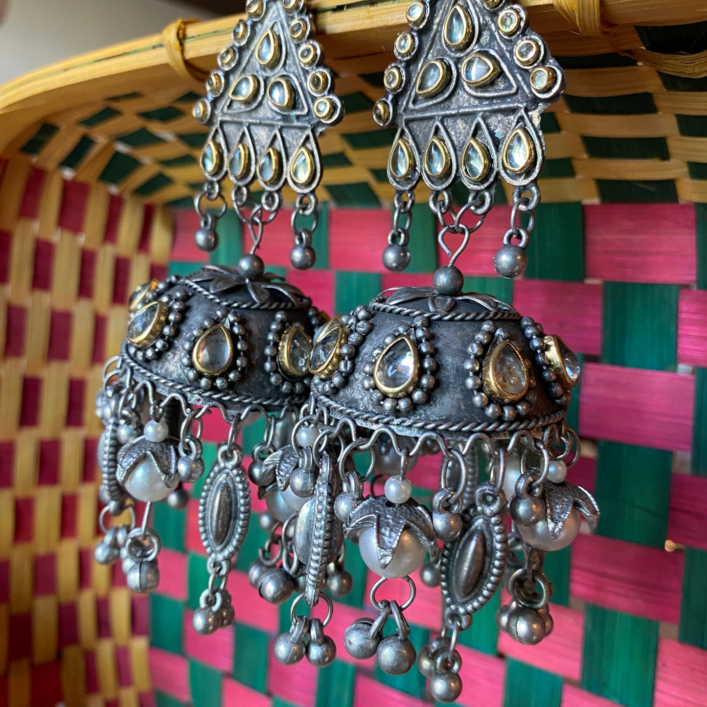 Nazanin Oxidised Jhumka Earrings
