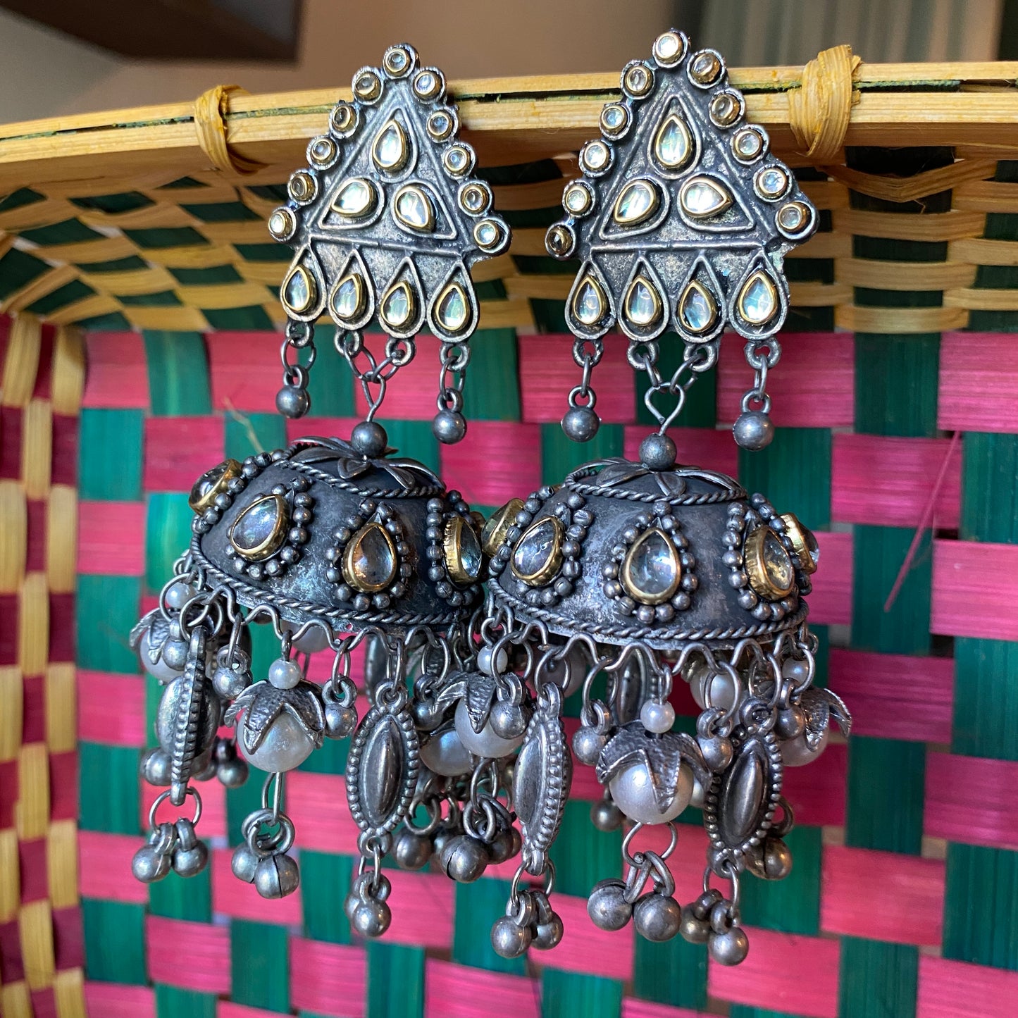Nazanin Oxidised Jhumka Earrings