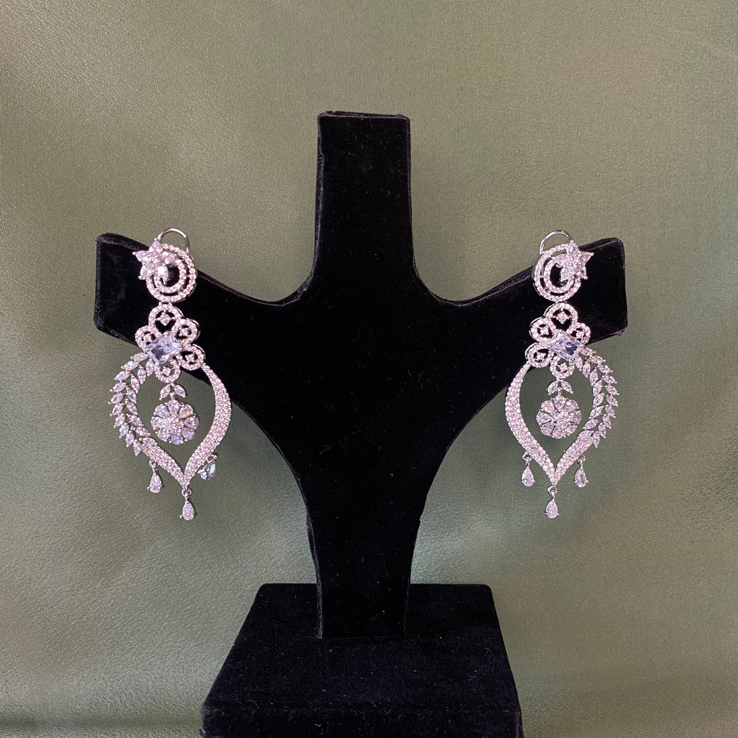 Silver Dewdrop Diamond Earrings