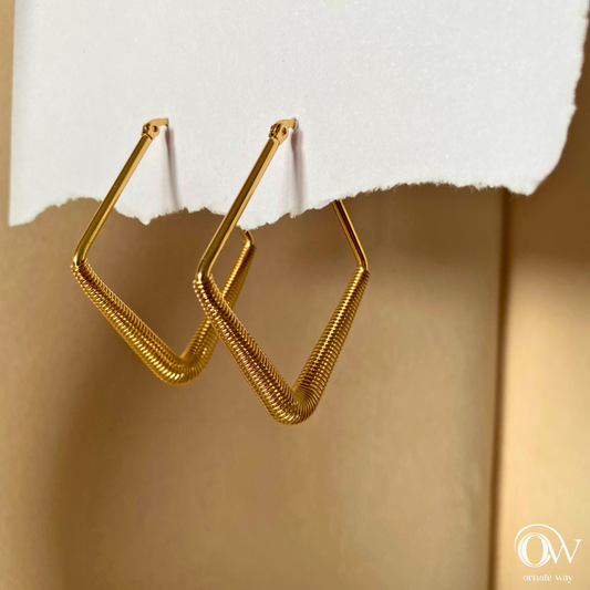 Statement Square Golden Hoops