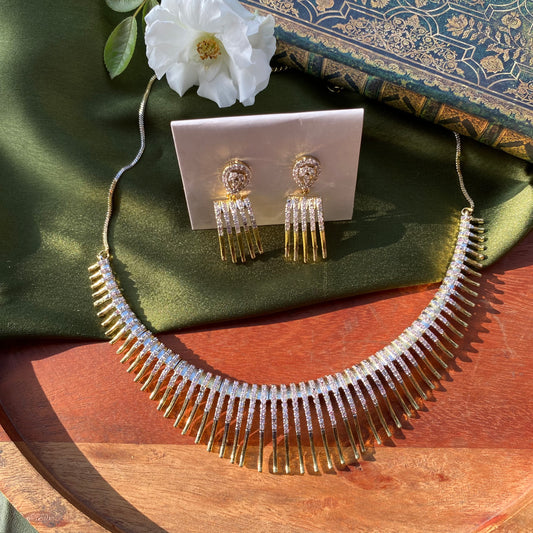 Designer Golden & AD/CZ Elegant Necklace Set