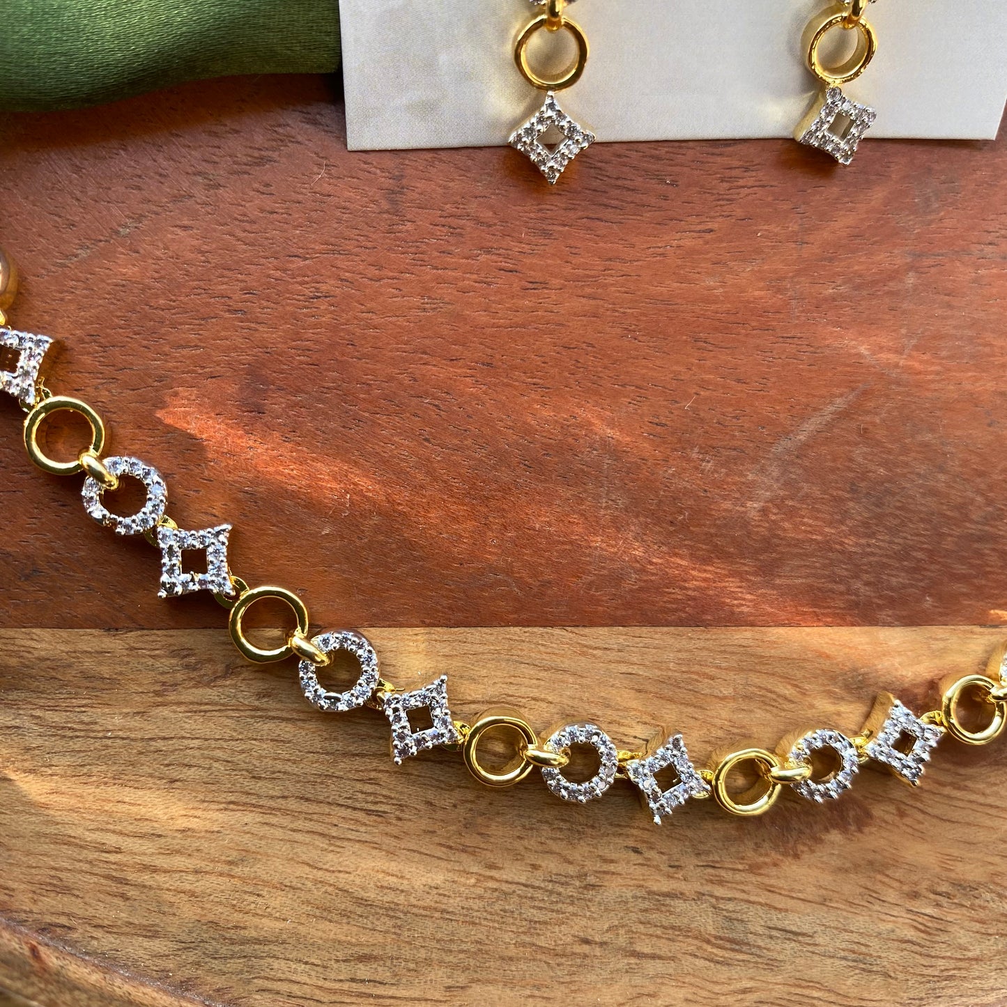 Sleek Golden & Star AD/CZ Designer Necklace Set in Golden