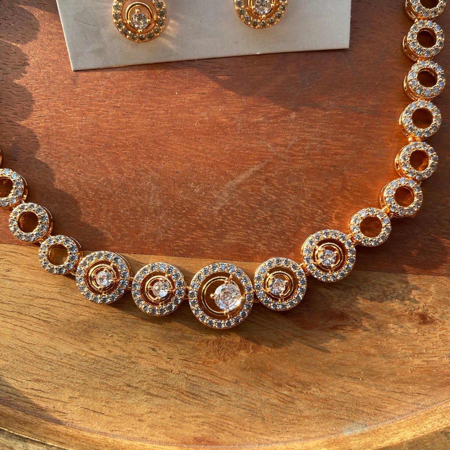 Heavy Round Rose Gold and AD/CZ Premium Necklace Set
