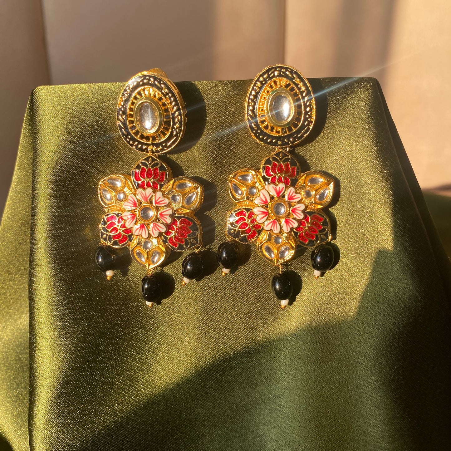 Kundan & Polki Multi Colour Meenkari Earrings