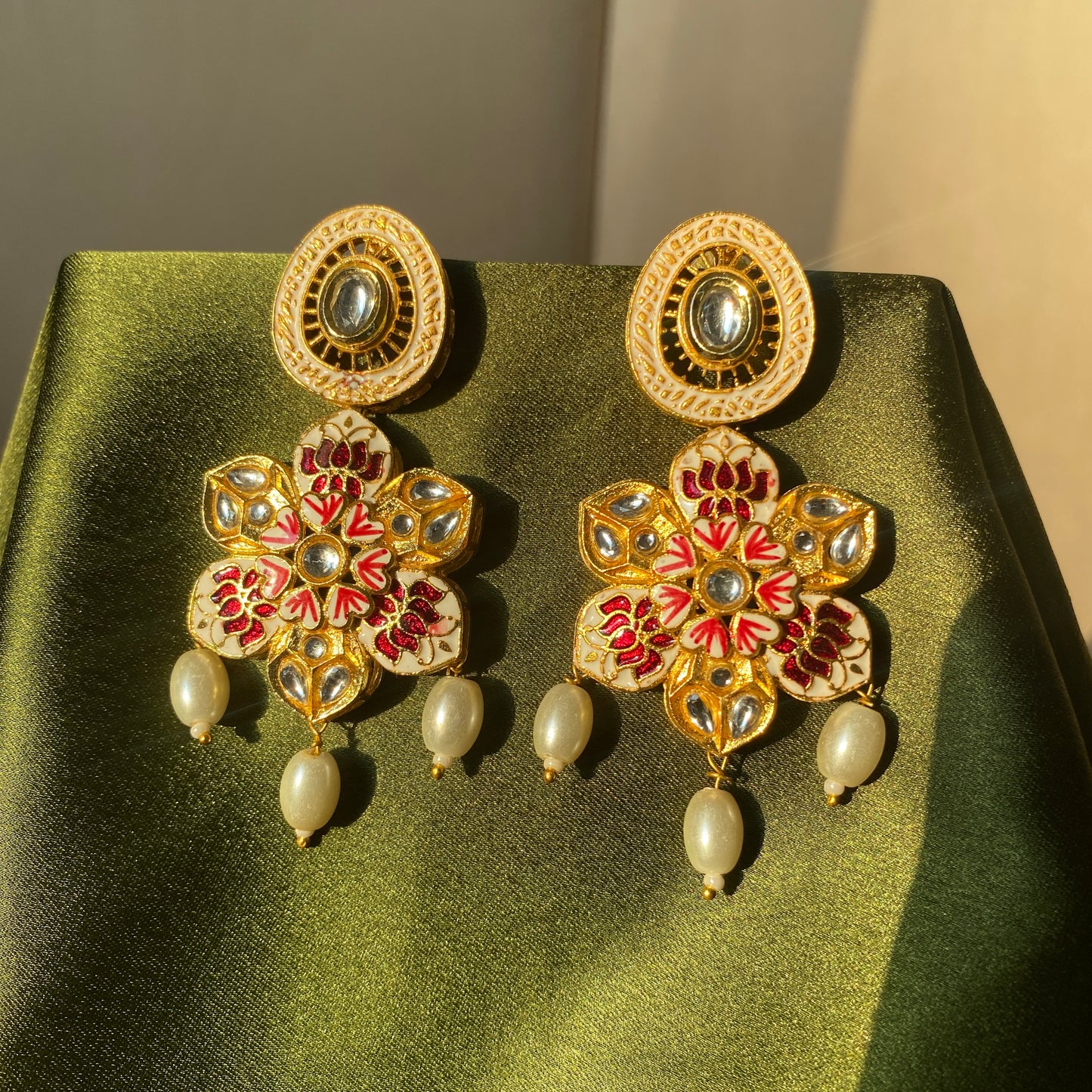 Kundan & Polki Multi Colour Meenkari Earrings