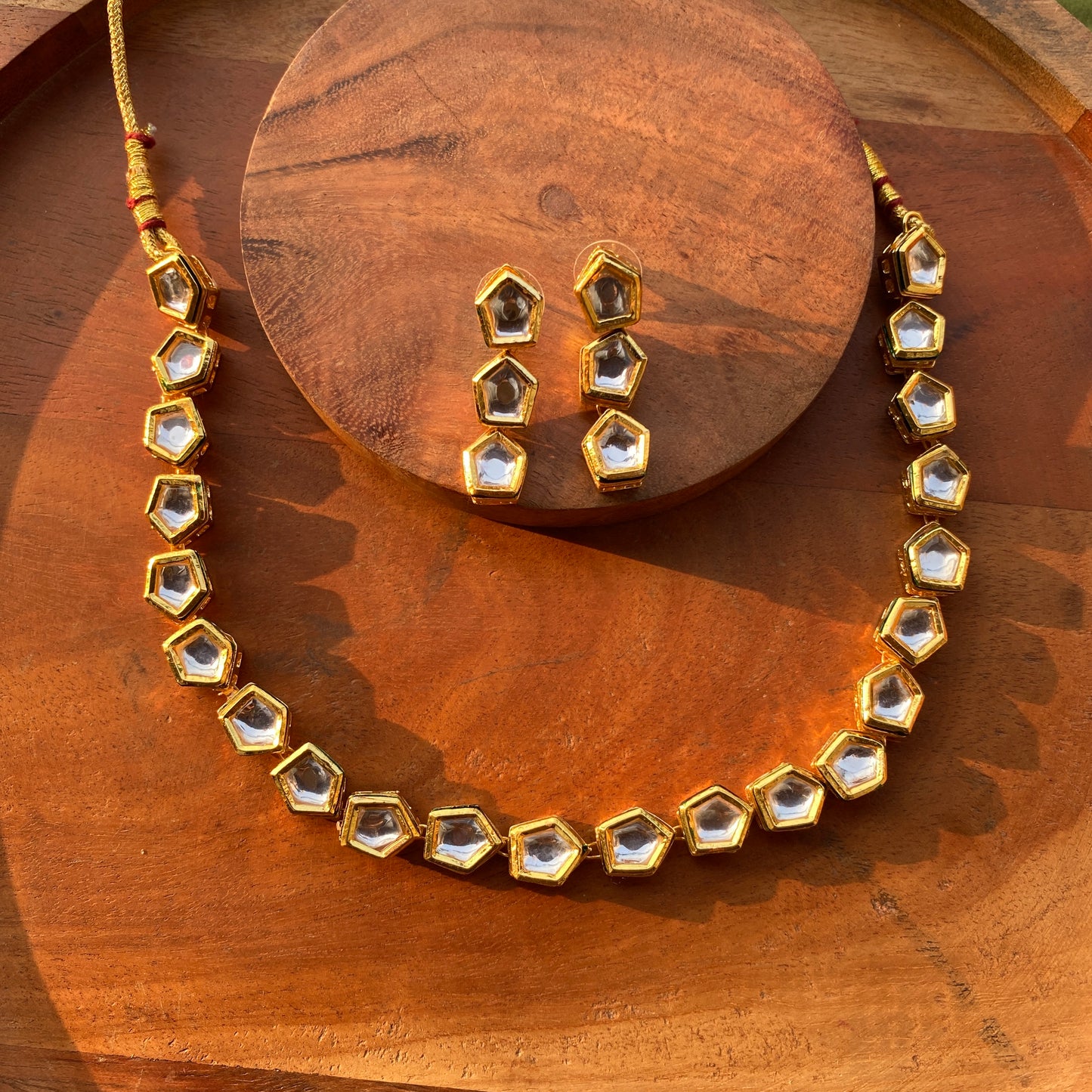 Single Line Kundan Designer Necklace Set