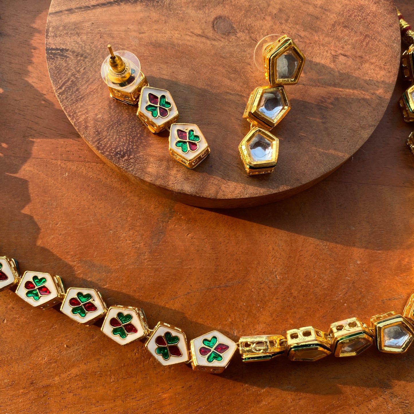 Single Line Kundan Designer Necklace Set