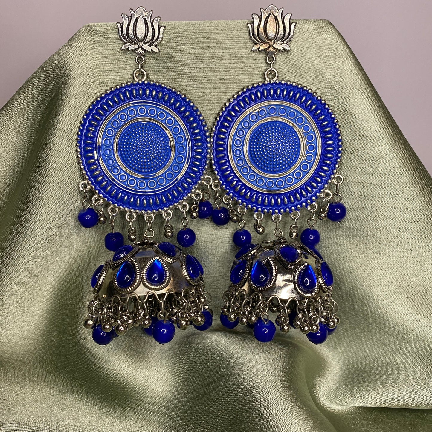 Zargul Blue Oxidised Earrings