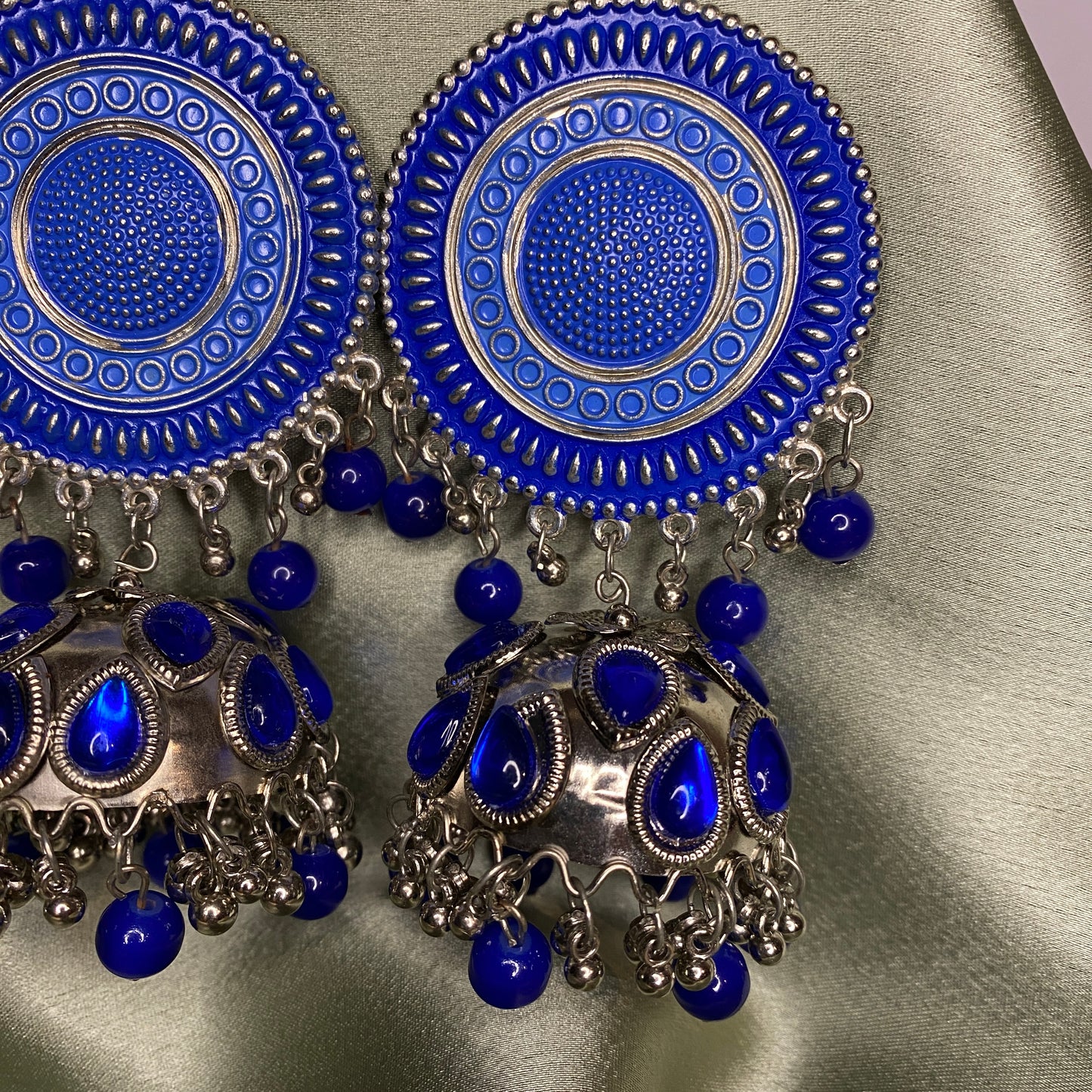 Zargul Blue Oxidised Earrings