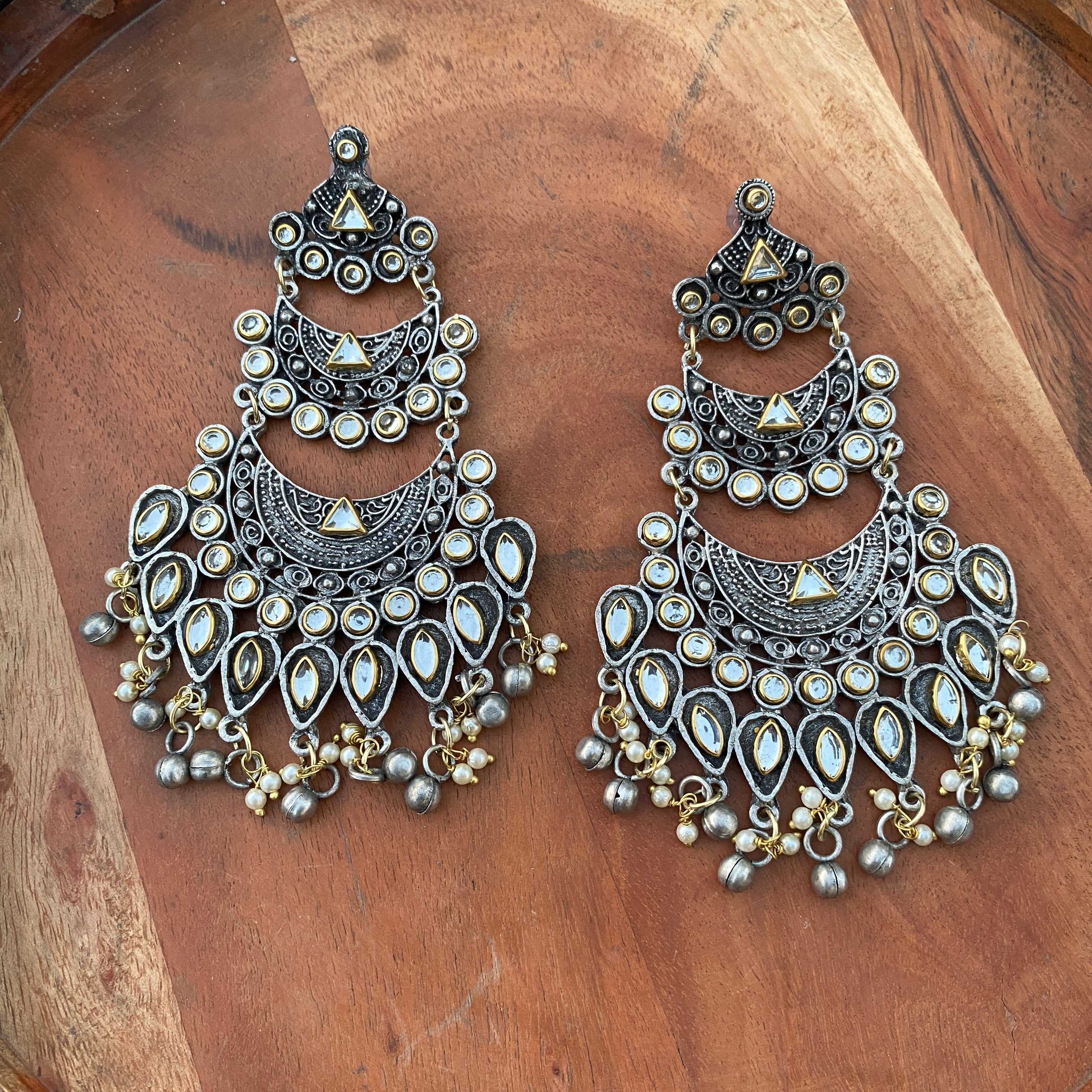 Buy Teejh Ira Dark Green Golden Chandbali Earrings Online At Best Price @  Tata CLiQ